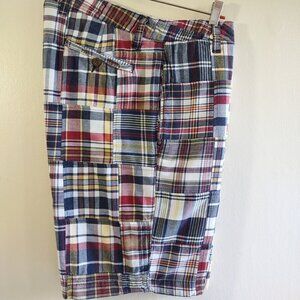 New Ivy Brand Madras Chino Shorts Plaid Patchwork Preppy Men's Size 34
